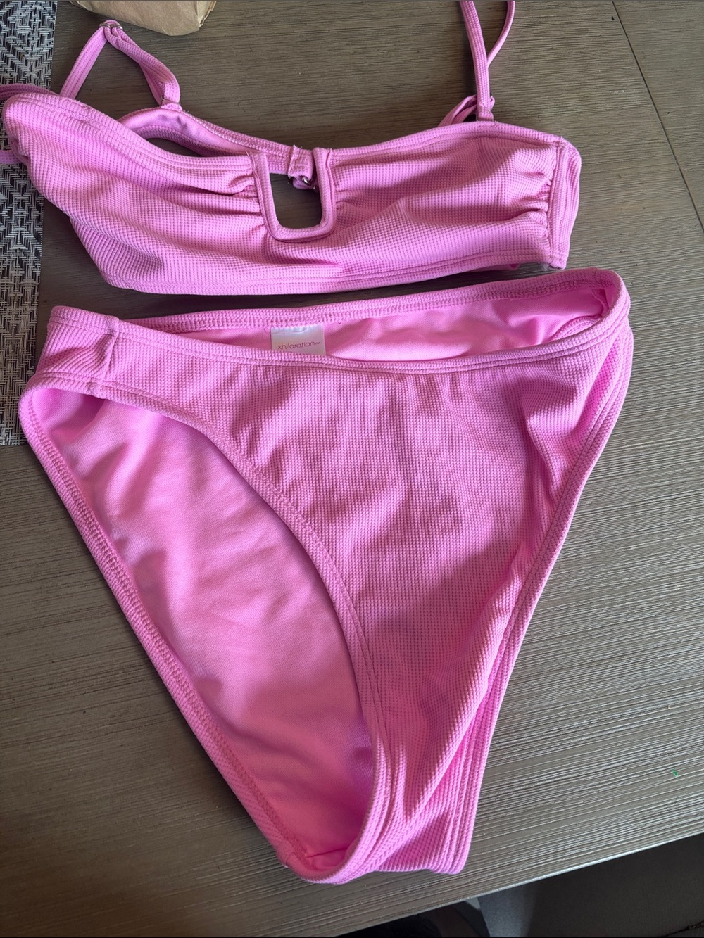 Xhilaration Hot Pink Ribbed Bikini Set